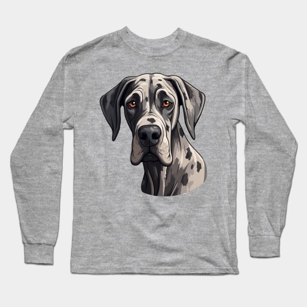 Great Dane Face Long Sleeve T-Shirt by JunkyDotCom